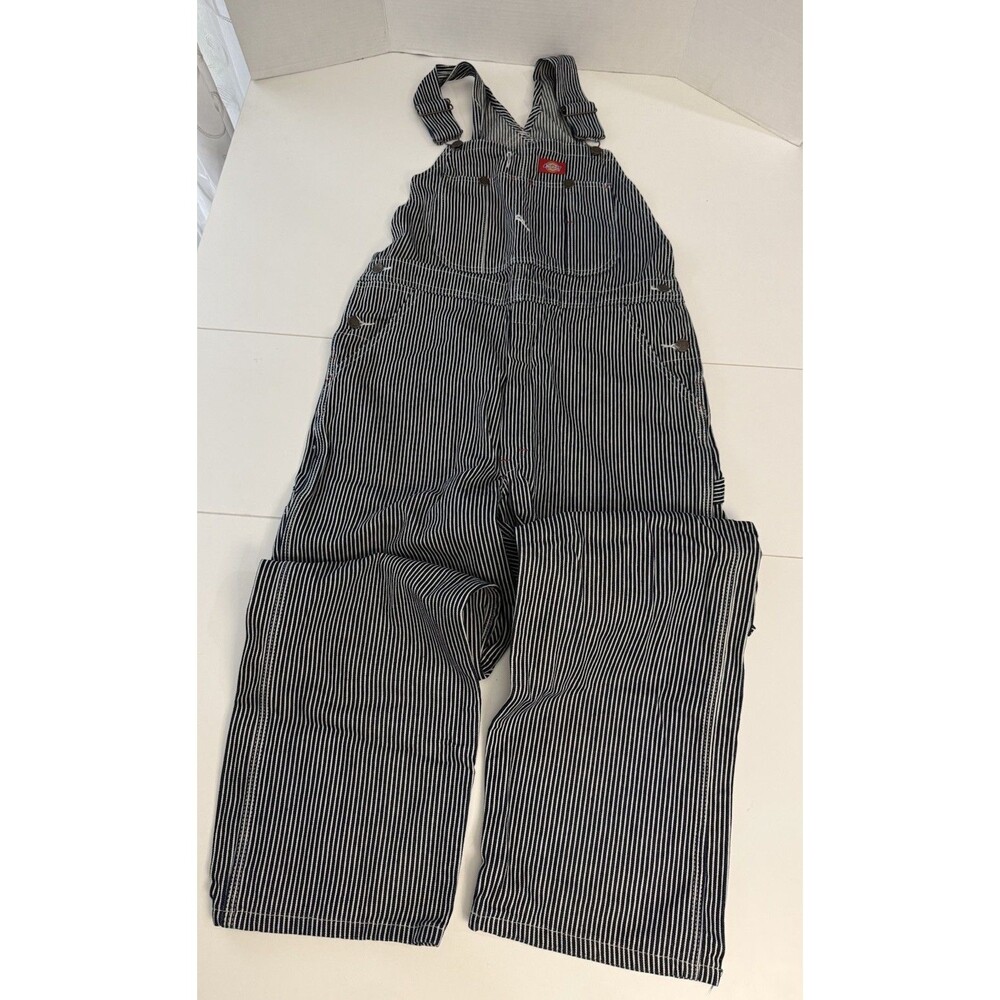 Dickies Railroad Blue/White Stripe Denim Bib Overalls 34x32